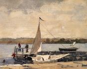 温斯洛 荷默 : A Sloop at a Wharf, Gloucester